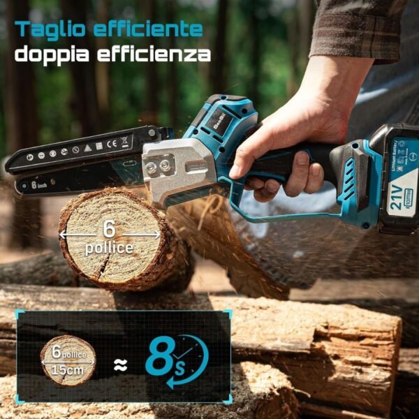 Motosega Elettrica Compatta a Batteria con Motore Brushless e Lubrificazione Automatica - immagine 3